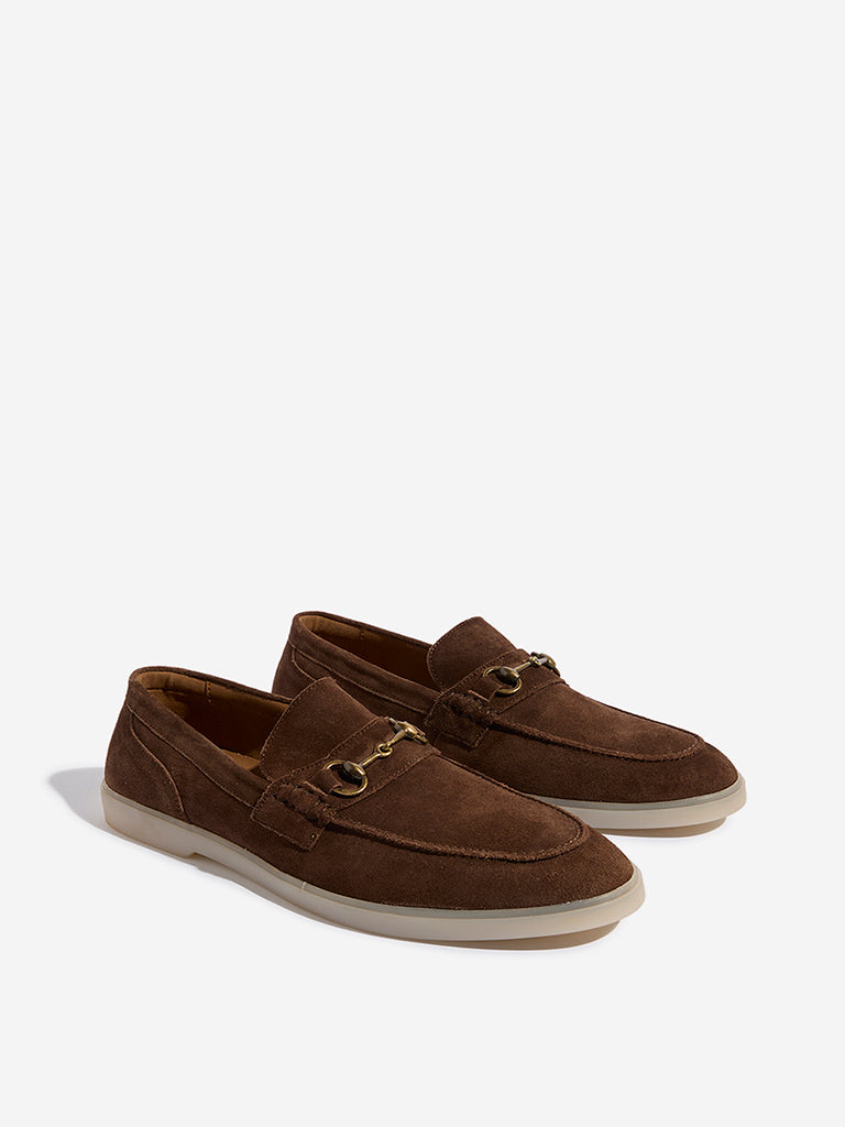 SOLEPLAY Brown Metal-Detailed Suede Leather Loafers