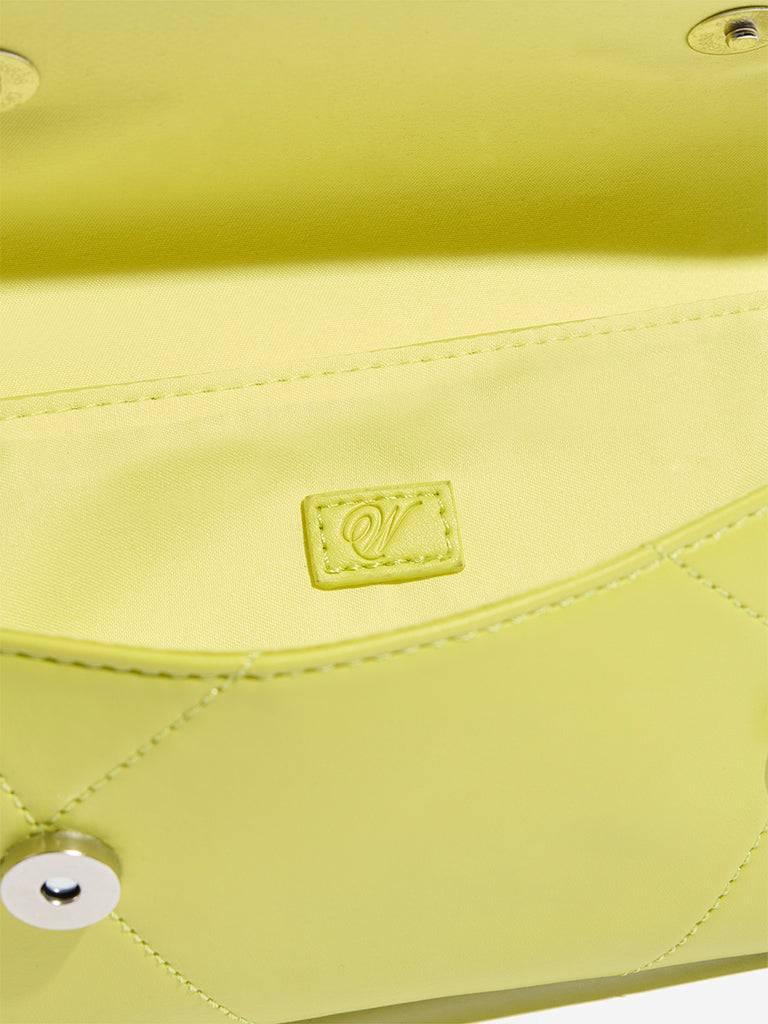 Westside Lime Buckle Strap-Detailed Baguette Bag