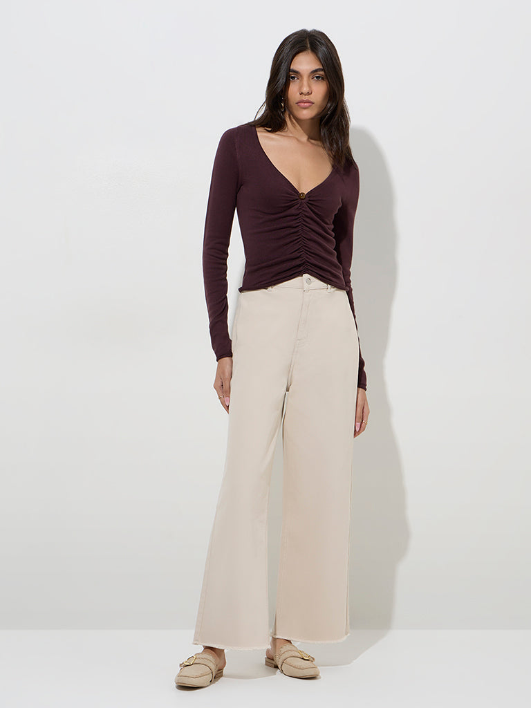 LOV Beige Relaxed - Fit High - Rise Jeans