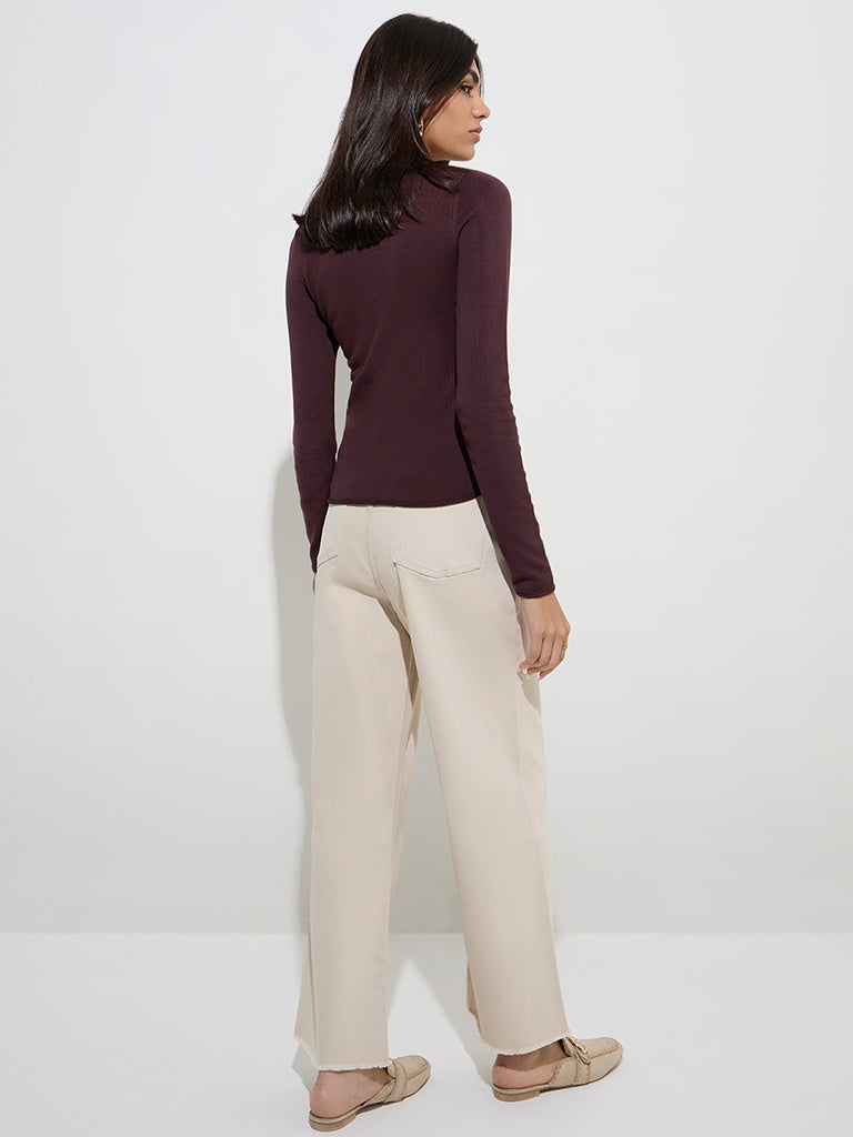 LOV Beige Relaxed - Fit High - Rise Jeans