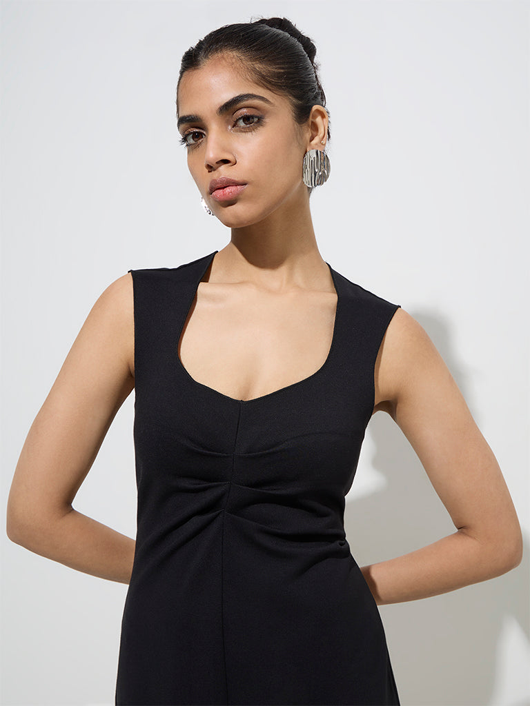 Wardrobe Black Solid Bodycon Dress