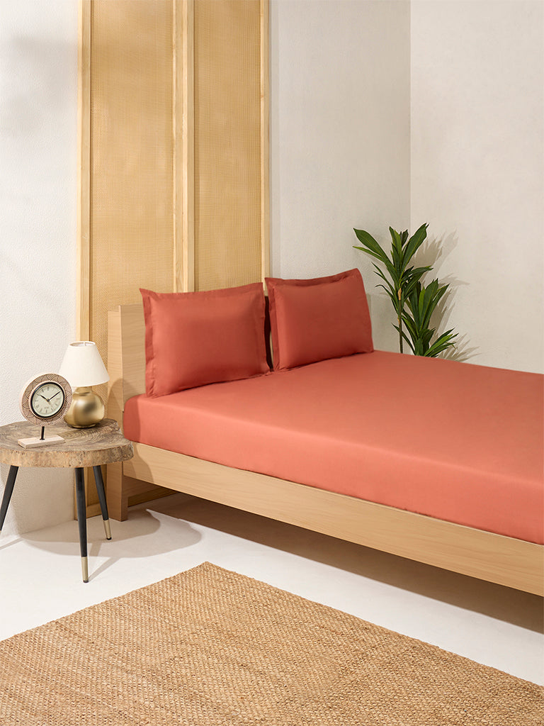 Westside Home Ochre Solid King Bed Flat Sheet and Pillowcase Set