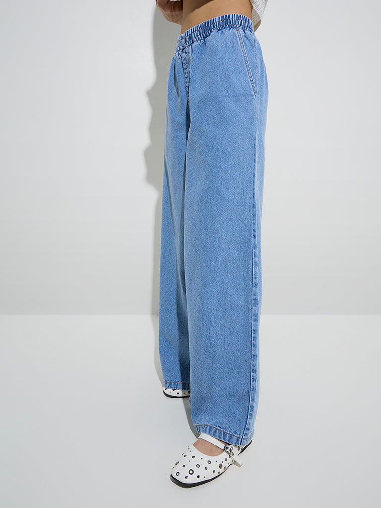 Nuon Blue Wide Leg - Fit High - Rise Jeans