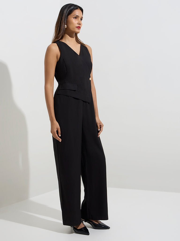 Wardrobe Black Solid Jumpsuit