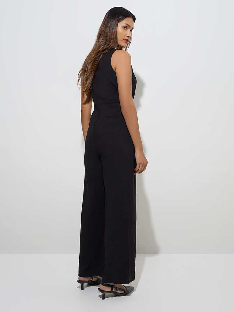 Wardrobe Black Solid Jumpsuit