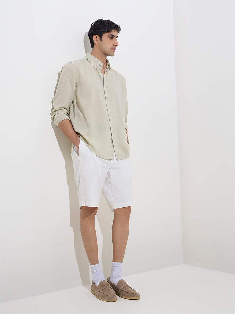 Ascot Sage Checks Design Relaxed-Fit Shirt