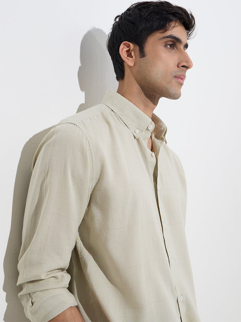 Ascot Sage Checks Design Relaxed-Fit Shirt