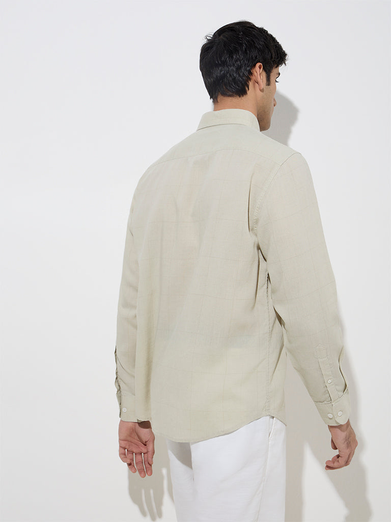 Ascot Sage Checks Design Relaxed-Fit Shirt