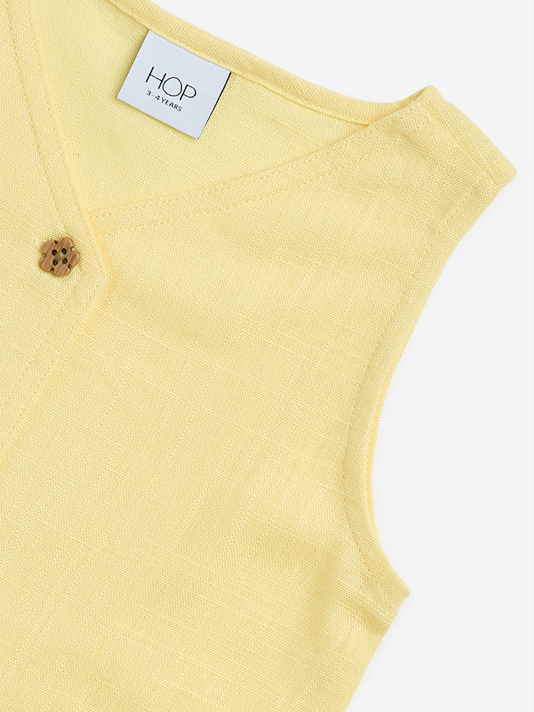 HOP Kids Yellow Embroidered Waistcoat