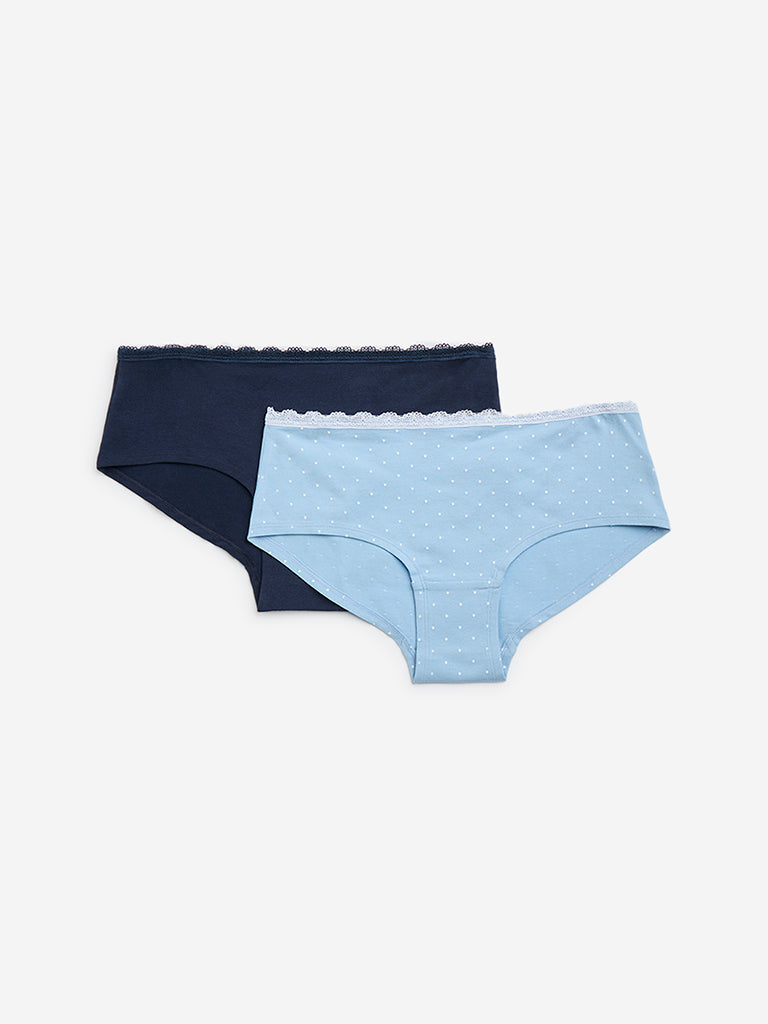Superstar Navy Low-Rise Cotton-Blend Briefs - Pack of 2