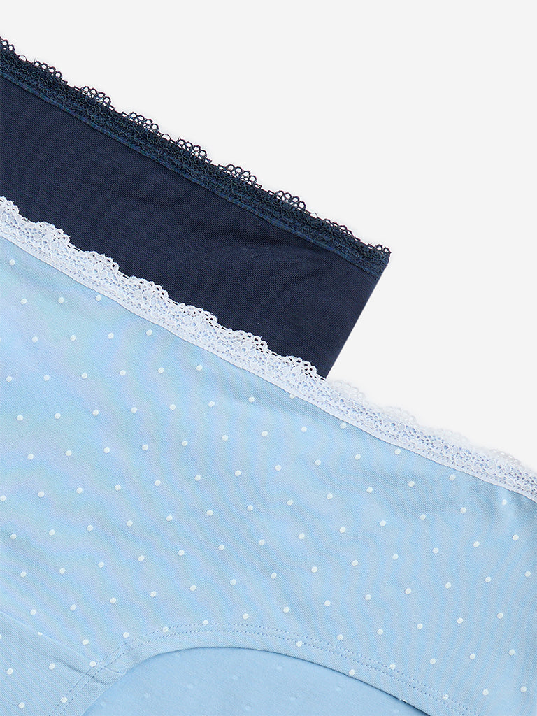 Superstar Navy Low-Rise Cotton-Blend Briefs - Pack of 2