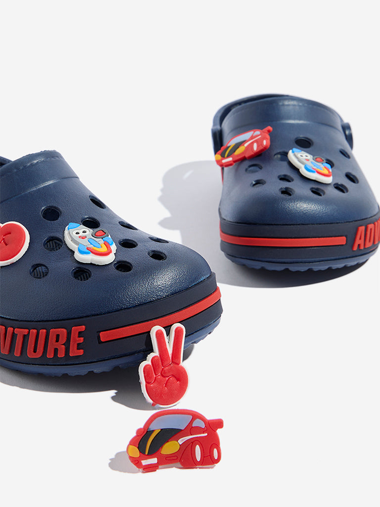 Yellow Navy Applique-Detailed Clogs