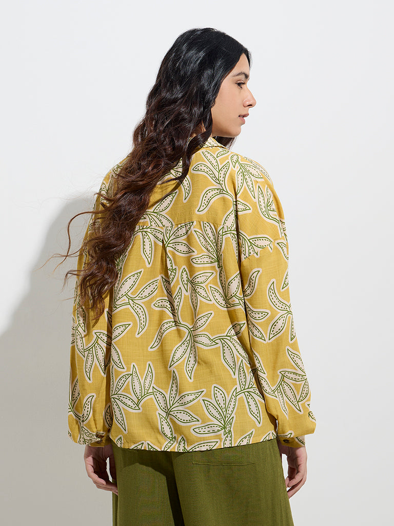 LOV Mustard Leaf Printed Shirt