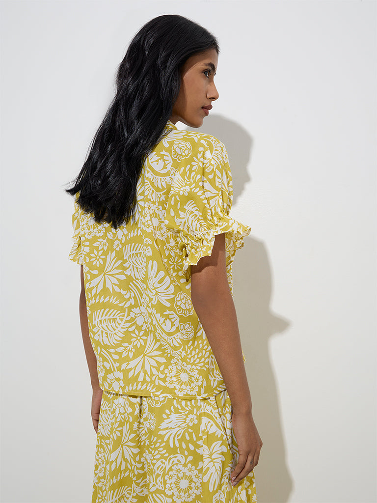 LOV Lime Botanical Printed Shirt