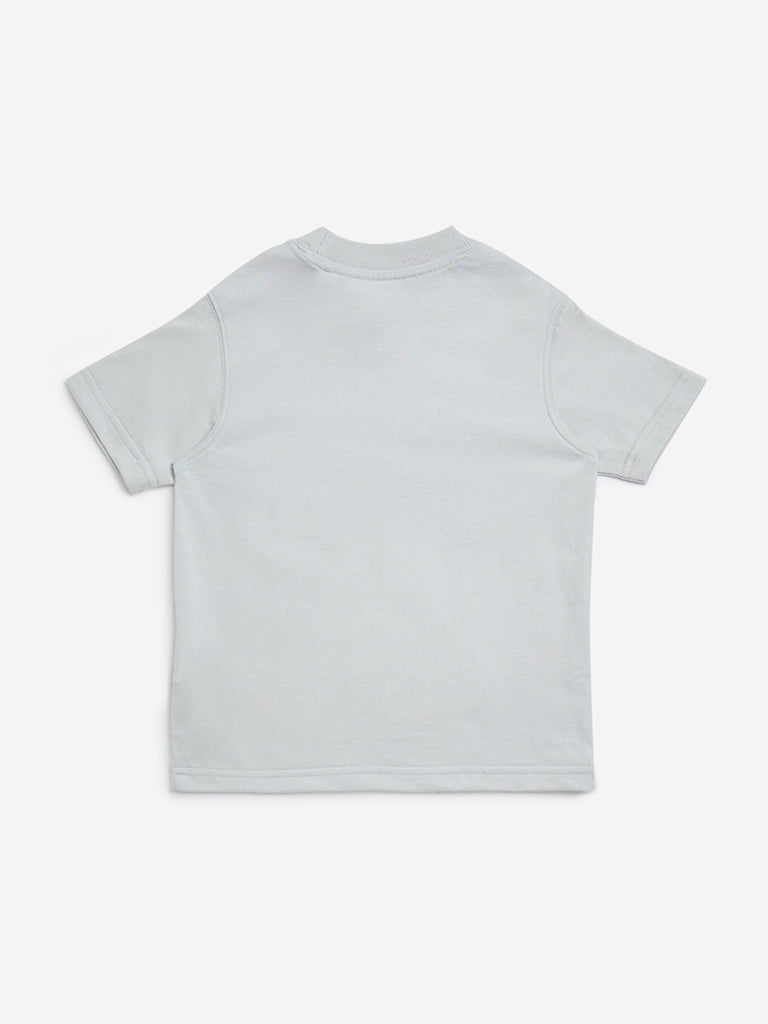 HOP Kids Grey Printed Cotton T-Shirt