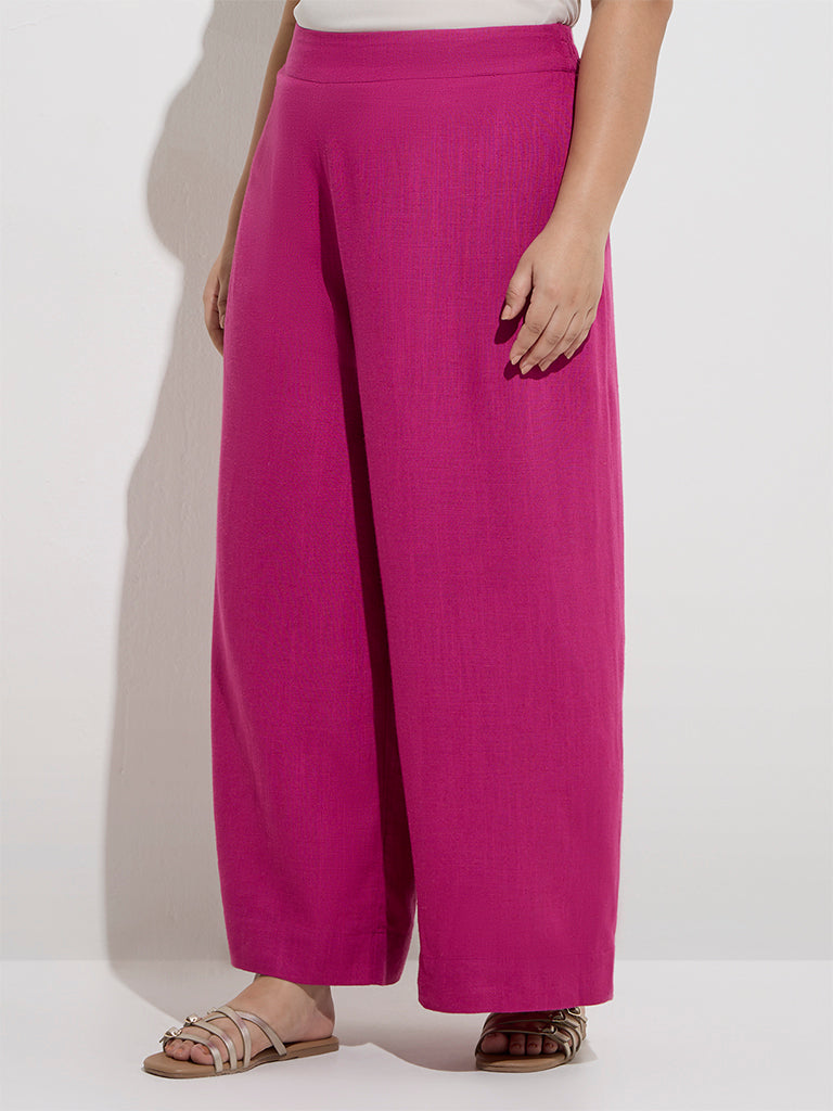 Diza Magenta Solid Palazzos