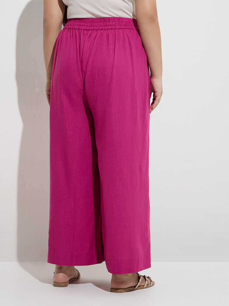 Diza Magenta Solid Palazzos
