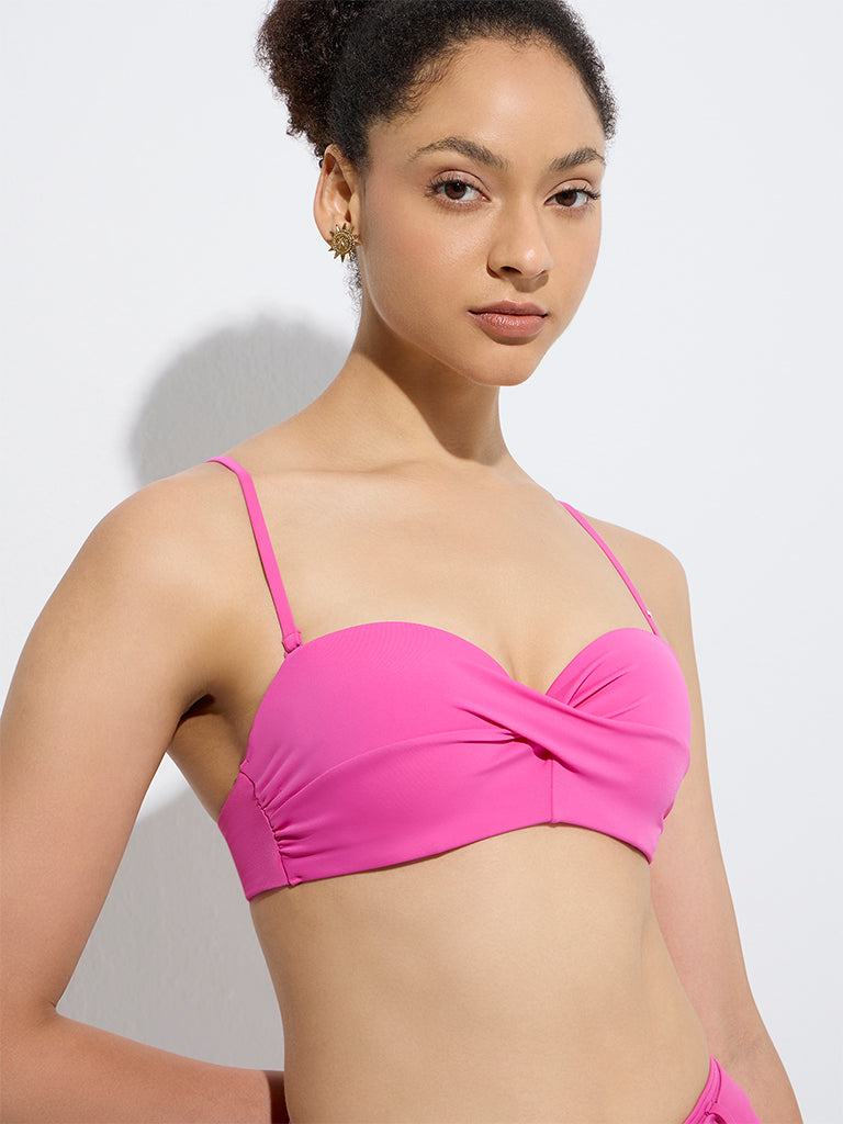 westisde Wunderlove Women's Swimwear Pink Bandeau Bra for Beachwear Zoom View