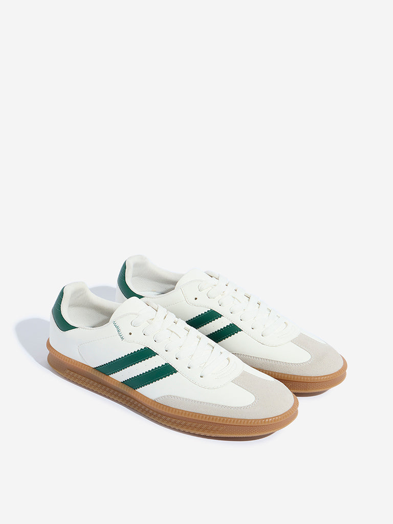 SOLEPLAY Green Striped Lace-Up Sneakers