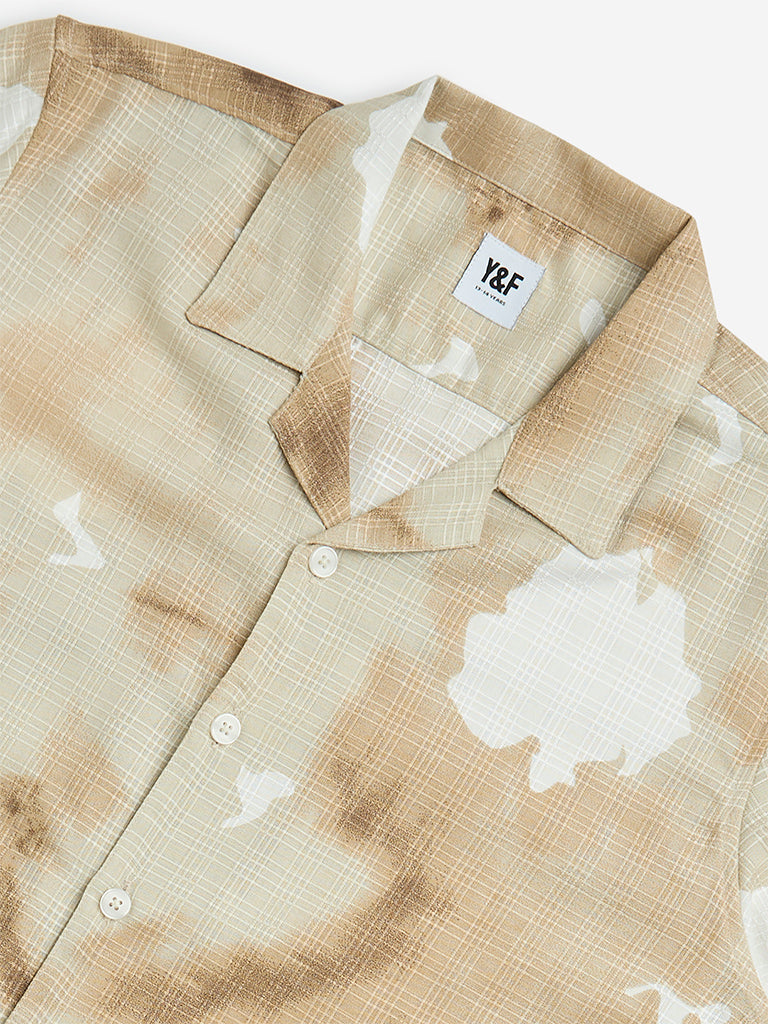 westisde Y&F Boys' Kids Beige Tie-Dye Design Shirt for Casual Wear Zoom View