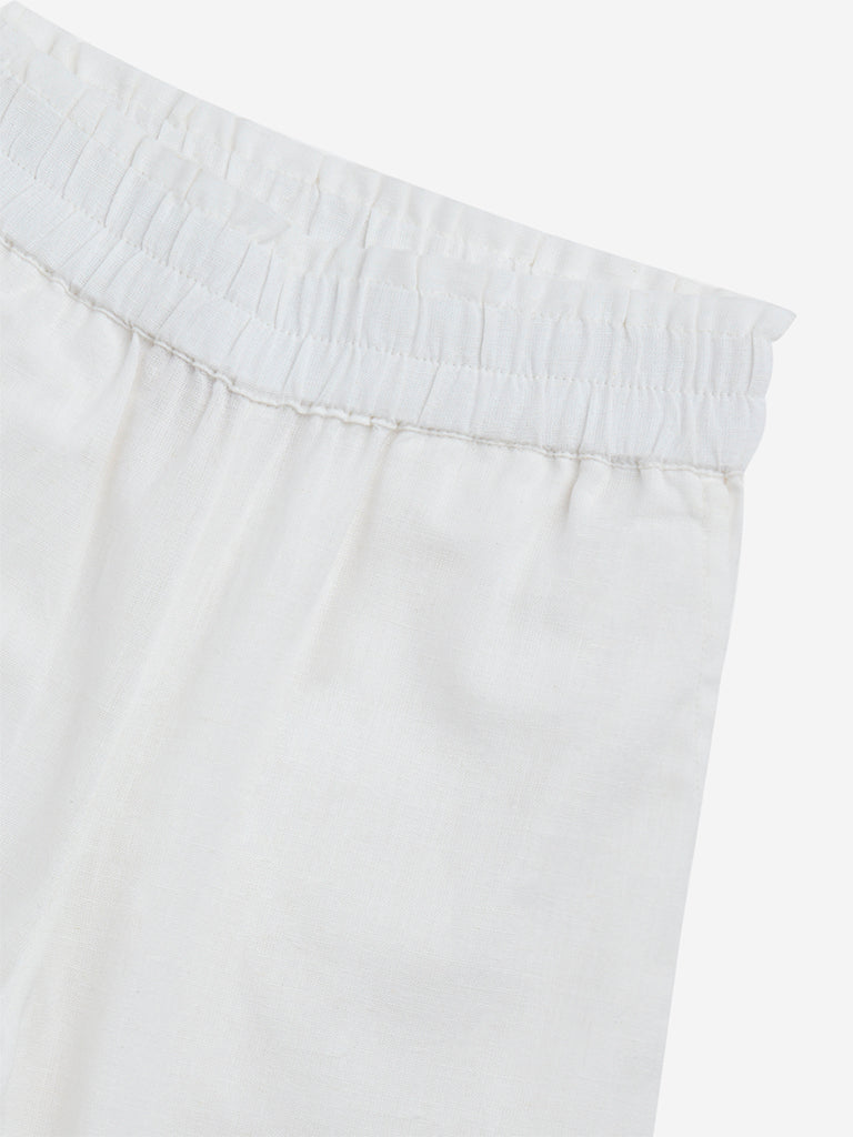 Westside Utsa Kids Girls' White Straight-Leg Cotton Palazzos - (2-8yrs) for Ethnic Wear Zoom View