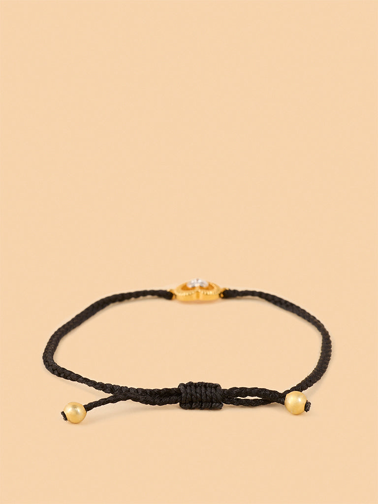 Westside X Pome Black Braided Lab Diamond Heart Cord Bracelet