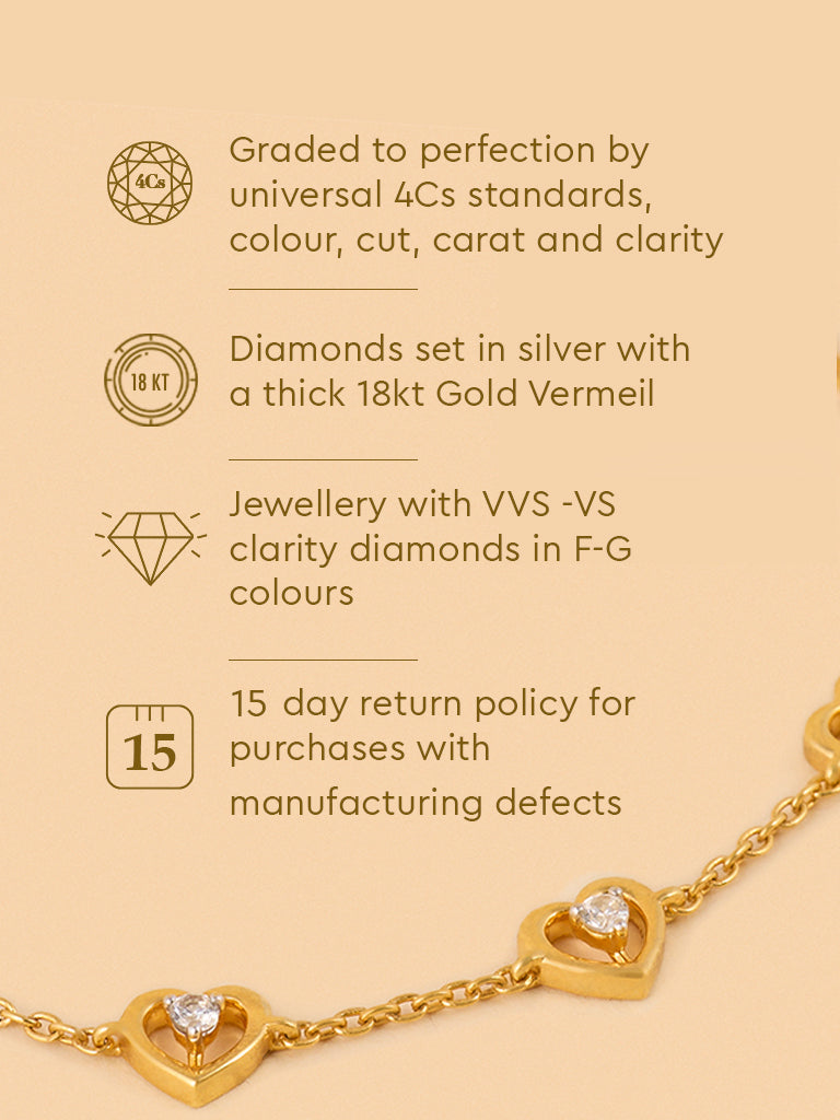 Tripe Lab Diamond Heart Prong Bracelet