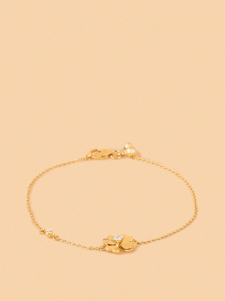 Westside X Pome Minimalist Lab Diamond Clover Heart Chain Bracelet