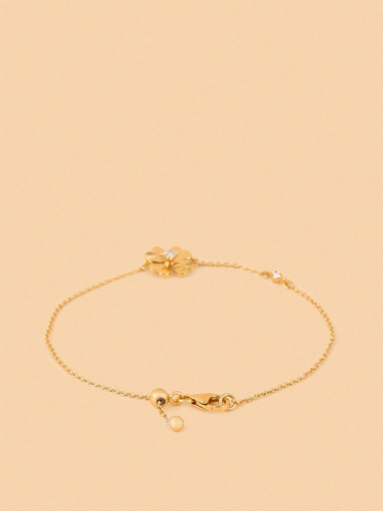 Westside X Pome Minimalist Lab Diamond Clover Heart Chain Bracelet