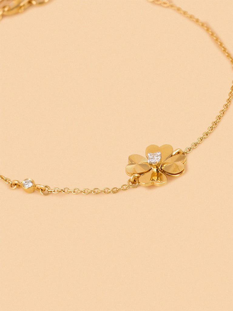 Westside X Pome Minimalist Lab Diamond Clover Heart Chain Bracelet