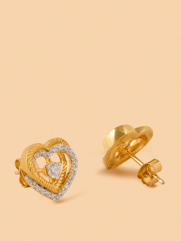 Westside X Pome Dual Layered Lab Diamond Halo Heart Studs