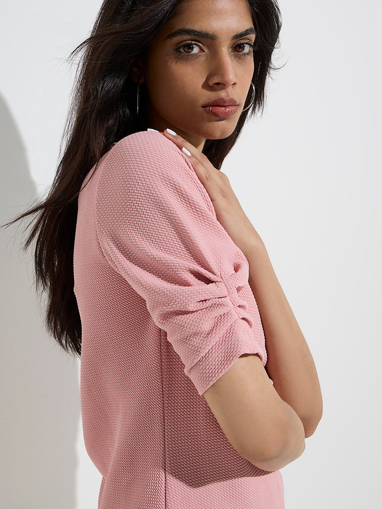 Wardrobe Dusty Pink Self-Textured Top