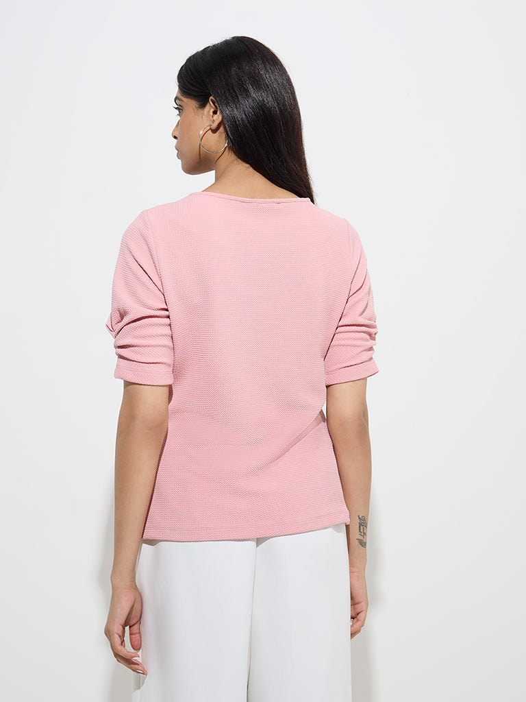 Wardrobe Dusty Pink Self-Textured Top