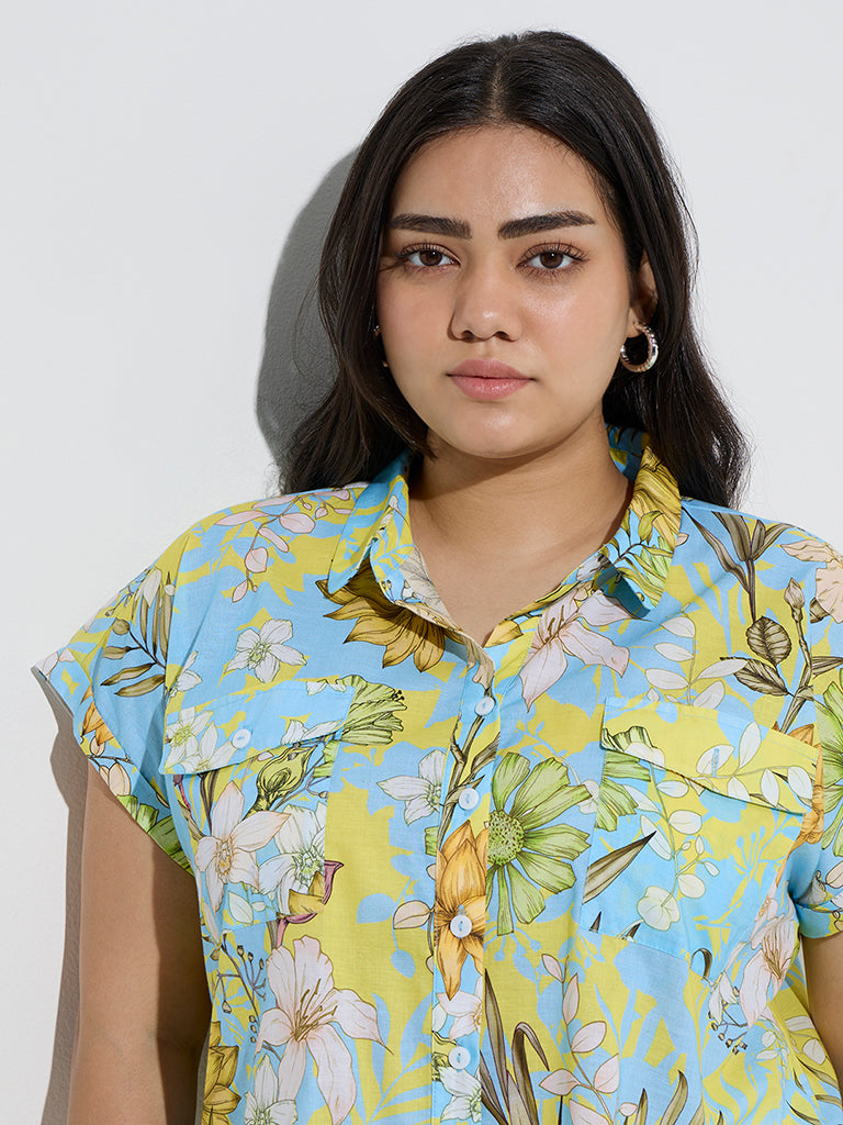 Gia Multicolour Floral Printed Cotton Shirt