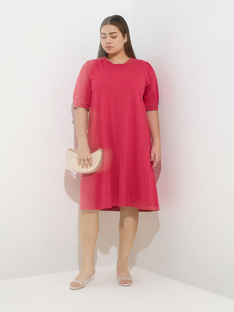 Gia Dark Pink Cotton A-Line Dress