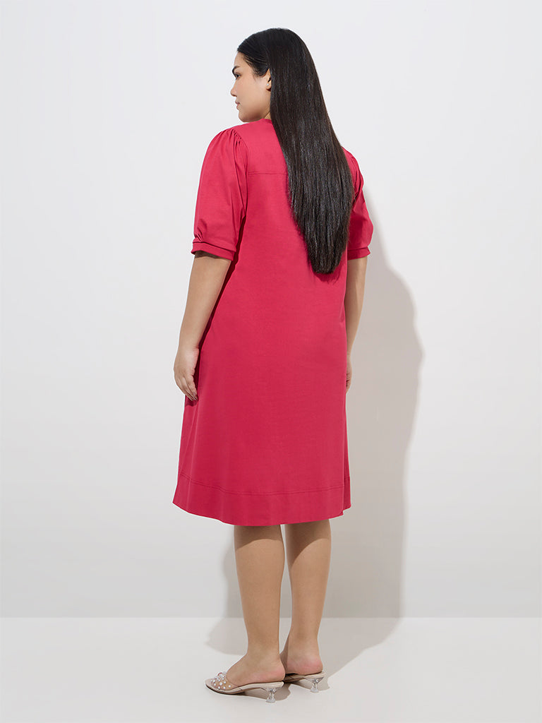 Gia Dark Pink Cotton A-Line Dress