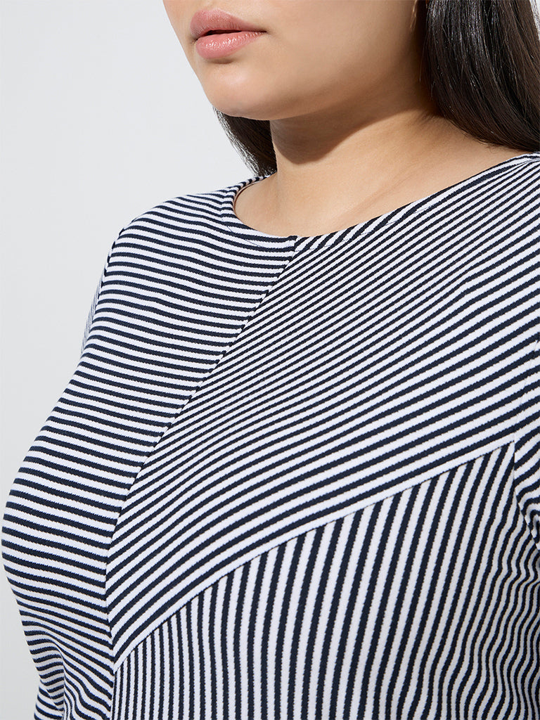 Gia Navy Stripes-Detailed T-Shirt