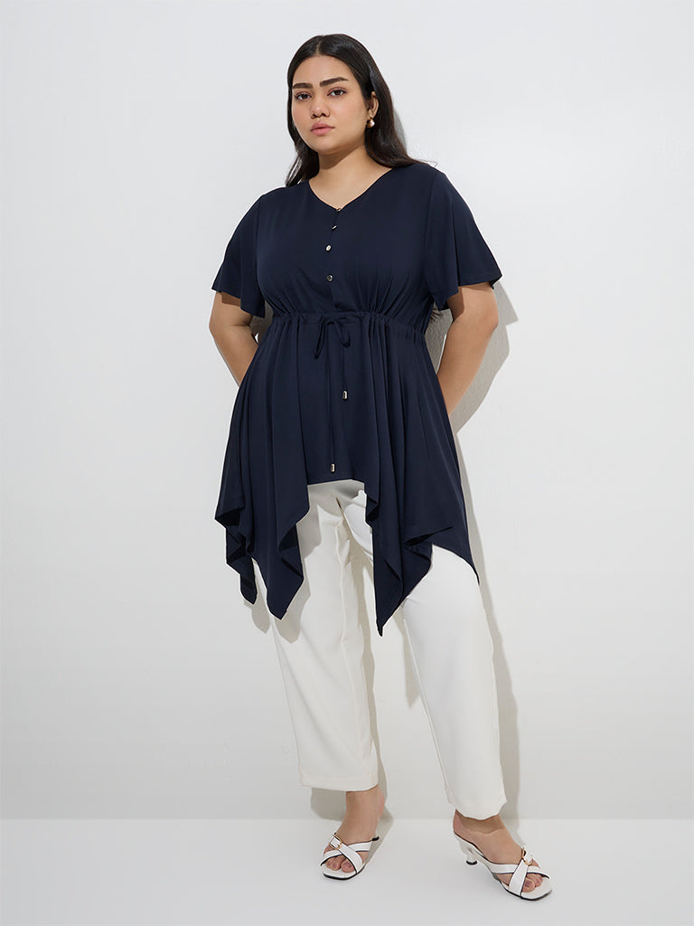 Gia Navy Asymmetrical Top