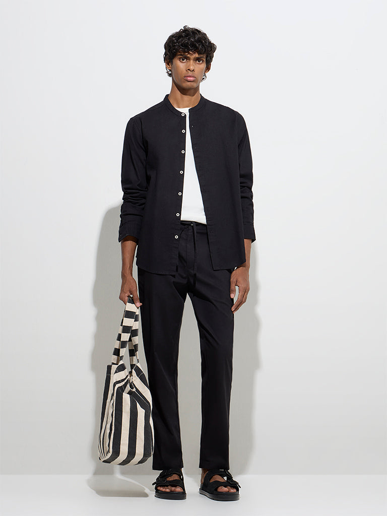 ETA Black Slim-Crop Fit Mid-Rise Cotton Chinos