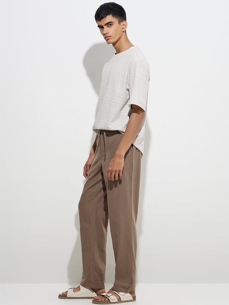 ETA Taupe Relaxed-Fit Mid-Rise Cotton Chinos