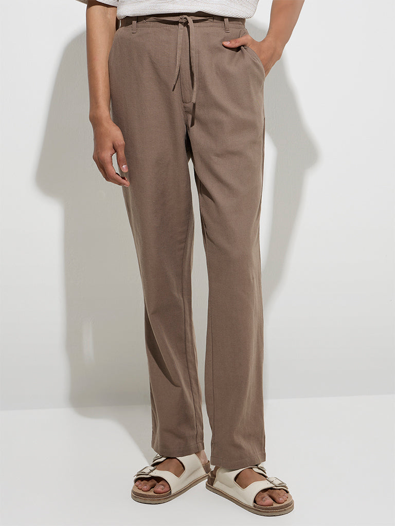 ETA Taupe Relaxed-Fit Mid-Rise Cotton Chinos