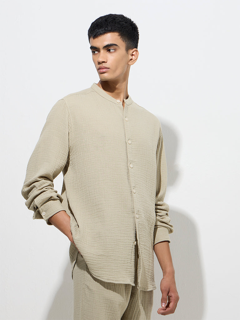 ETA Sage Crinkle-Textured Relaxed-Fit Cotton Shirt