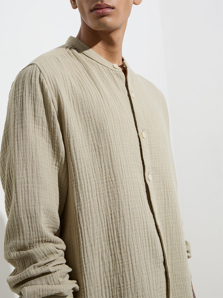 ETA Sage Crinkle-Textured Relaxed-Fit Cotton Shirt