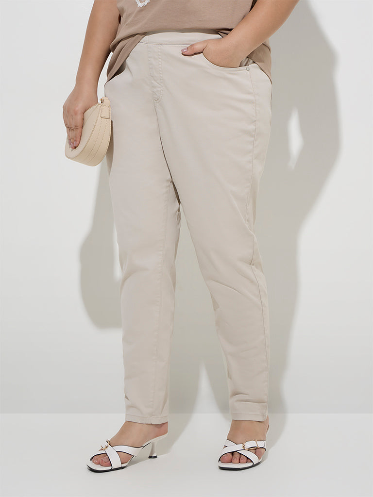 Gia Beige Mid-Rise Denim Jeggings