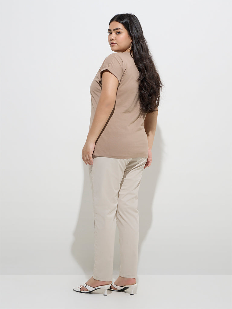 Gia Beige Mid-Rise Denim Jeggings