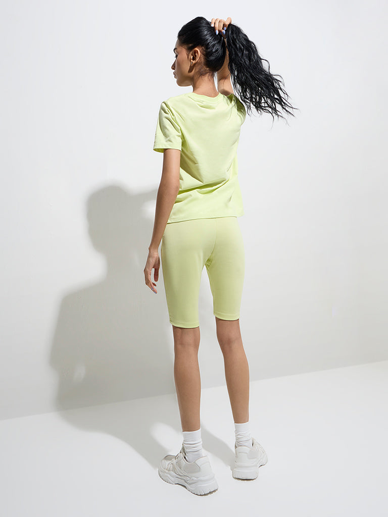 Studiofit Lime Striped High-Rise Biker Shorts