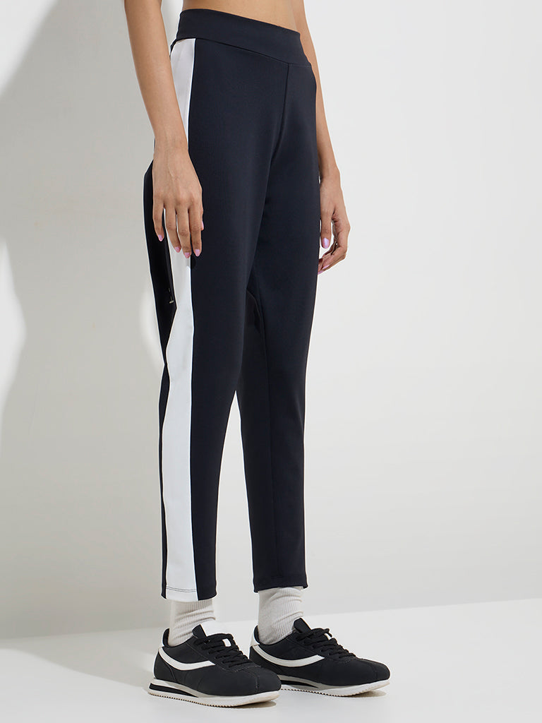 Studiofit Black Panel-Detailed High-Rise Track Pants