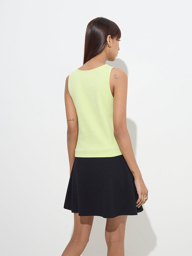 Studiofit Neon Striped Design Cotton-Blend Top