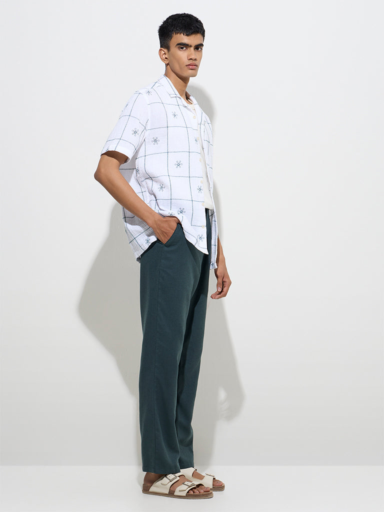 ETA Dark Teal Relaxed-Fit Mid-Rise Cotton Chinos