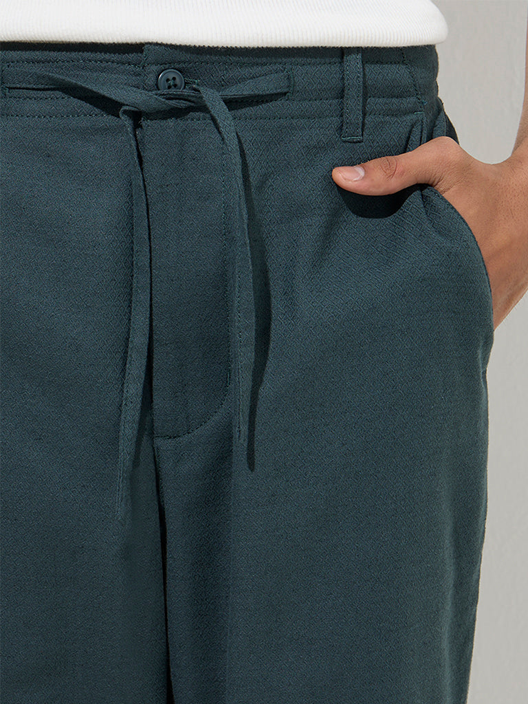 ETA Dark Teal Relaxed-Fit Mid-Rise Cotton Chinos